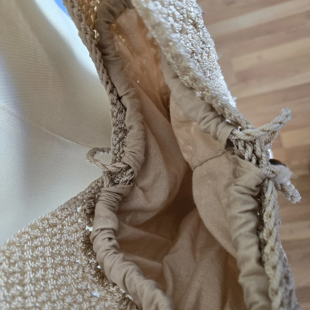 Ivory Handmade Knit Crochet Shoulder Hobo Bag Women's Retro Casual Boho Hippie